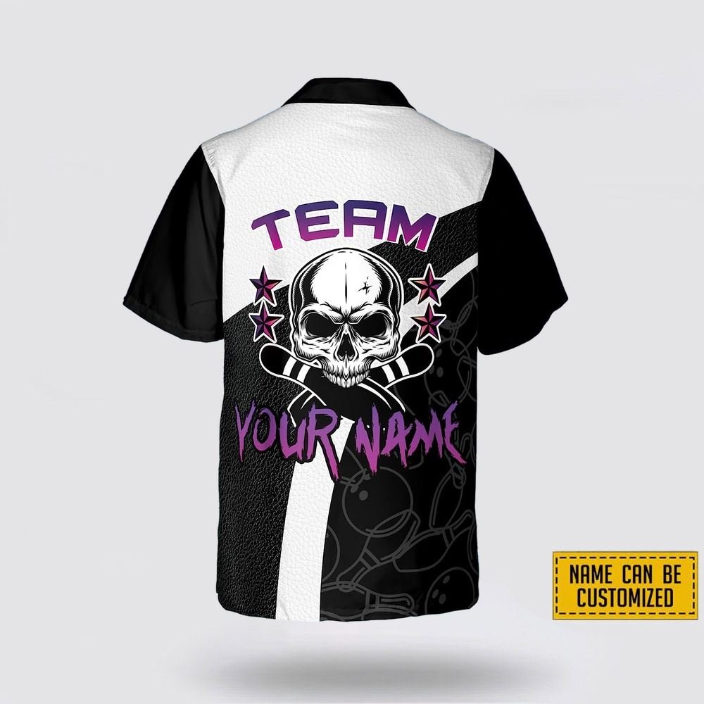 Custom Name Skull Bowling American Flag Pattern Bowling Hawaiin Shirt – Beachwear Gift For Bowler