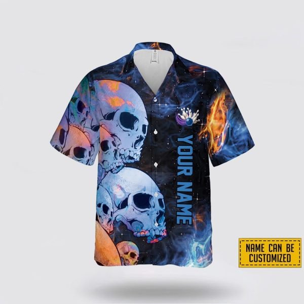 Custom Name Skull Bowling Devil Hello Darkness My Old Friend Bowling Hawaiin Shirt – Beachwear Gift For Bowler
