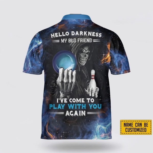 Custom Name Skull Hello Darkness My Old Friend Bowling Jersey Shirt – Perfect Gift for Bowling Fans