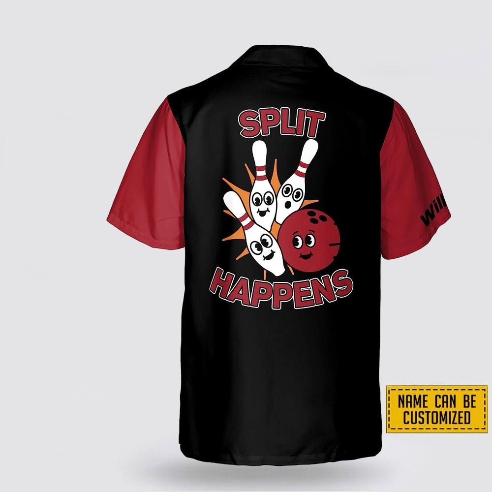 Custom Name Split Happens Bowling Pattern Bowling Hawaiin Shirt – Gift For Bowling Enthusiasts