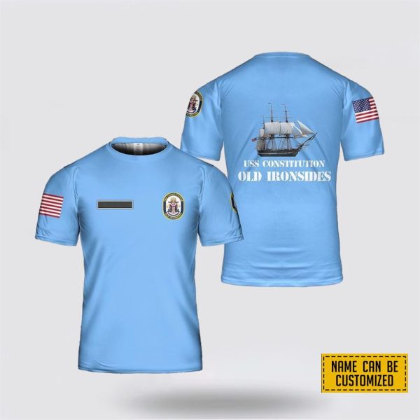 Custom Name U.S. Navy USS Constitution All Over Print 3D T Shirt – Gifts For Navy Military Personnel