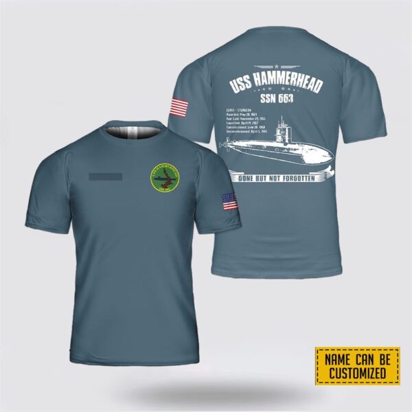 Custom Name USS Hammerhead (SSN-663) 3D T Shirt – Gifts For Navy Soldiers