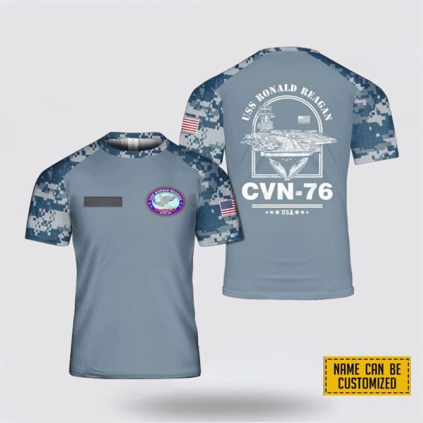 Custom Name USS Ronald Reagan CVN-76 3D T Shirt – Gifts For Navy Soldiers