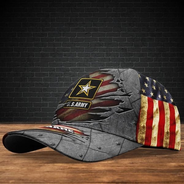 Custom Name US Army American Flag Pattern Baseball Cap – Gift For Military Personnel
