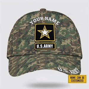 Custom Name US Army Camouflage Pattern Baseball Cap – Gift For Military Personnel