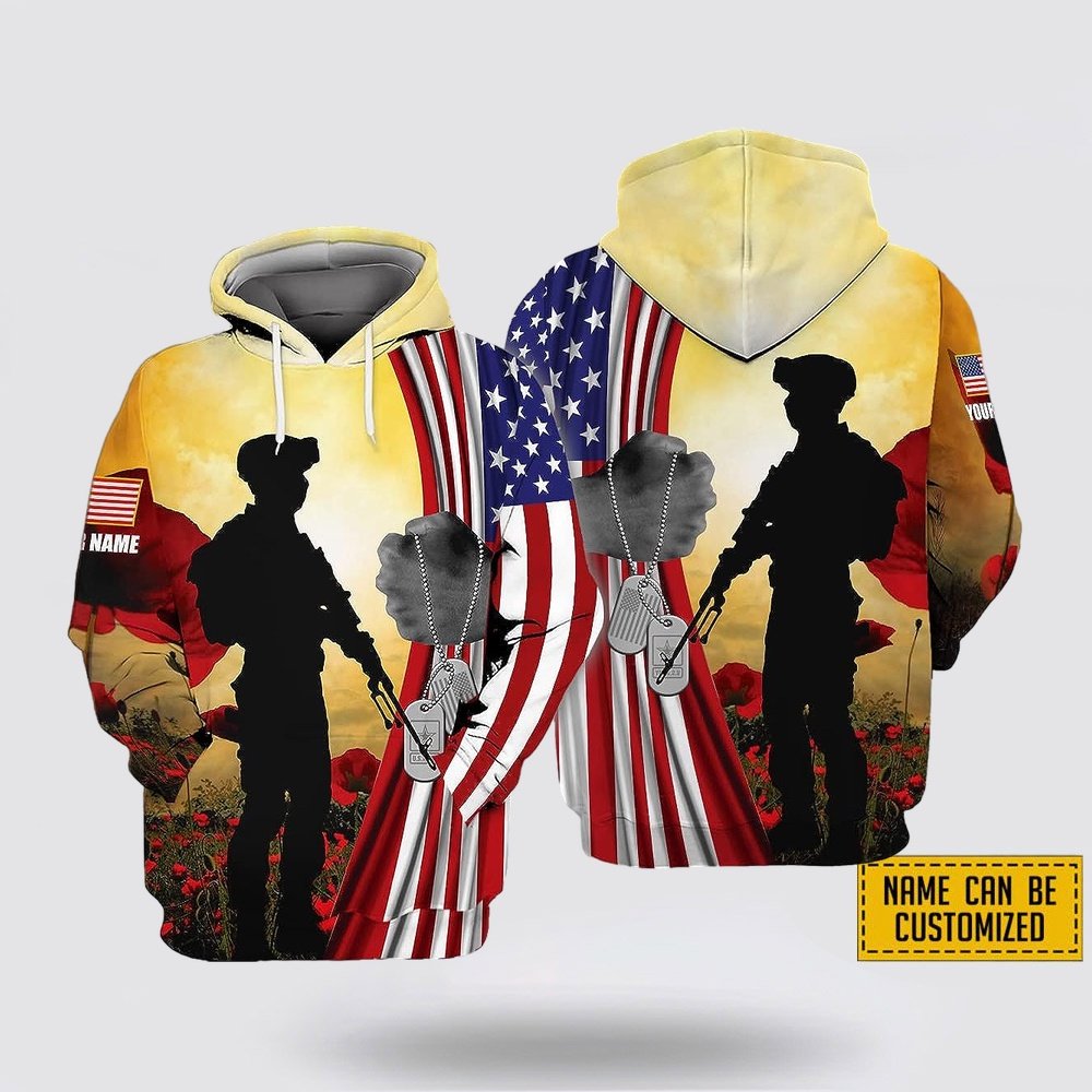 Custom Name US Army One Nation God American Flag 3D Hoodie Shirt – For Military Personnel Custom Name US Army One Nation God American Flag 3D Hoodie Shirt – For Military Personnel