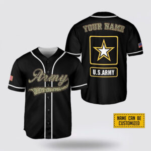 Custom Name US Army Rank American Flag Pride Baseball Jersey - Gift For Military Personnel