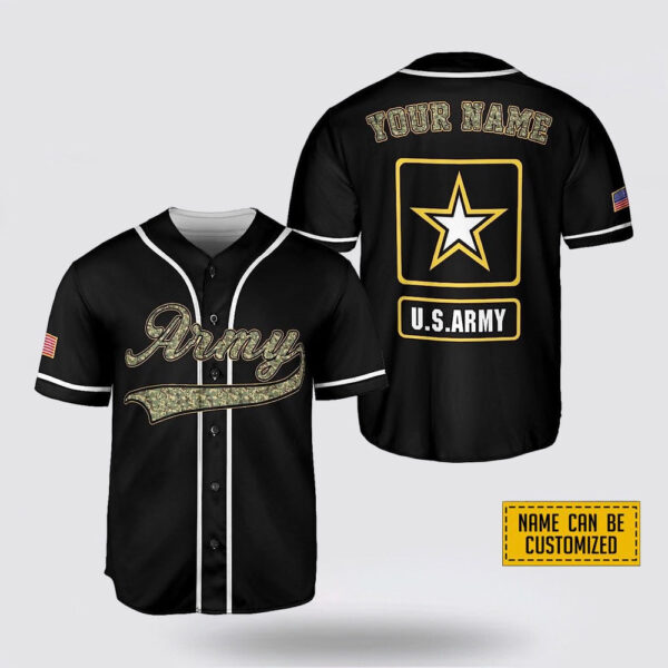 Custom Name US Army Rank American Flag Pride Baseball Jersey – Gift For Military Personnel