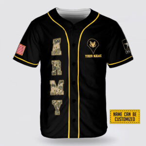 Custom Name US Army Rank American Flag Veteran Baseball Jersey - Gift For Military Personnel