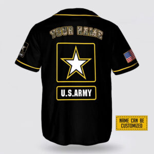 Custom Name US Army Rank American Flag Veteran Baseball Jersey - Gift For Military Personnel