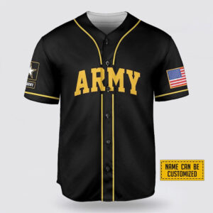 Custom Name US Army Rank Veteran American Flag Baseball Jersey - Gift For Military Personnel