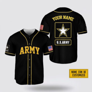 Custom Name US Army Rank Veteran American Flag Baseball Jersey - Gift For Military Personnel