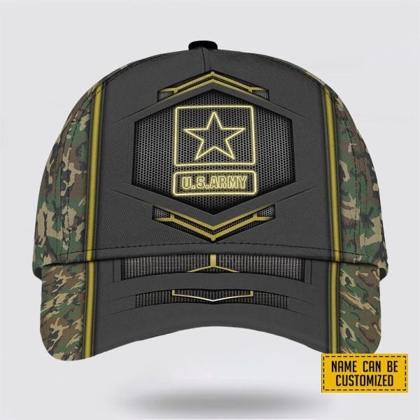 Custom Name US Army Star Pattern Baseball Cap – Gift For Military Personnel