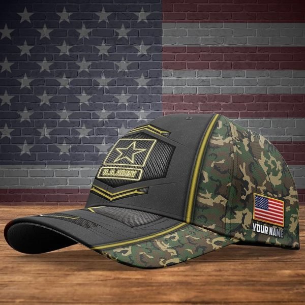 Custom Name US Army Star Pattern Baseball Cap – Gift For Military Personnel