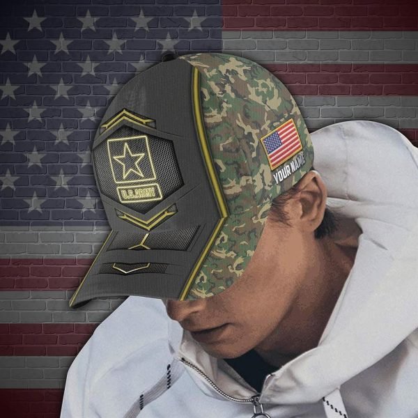 Custom Name US Army Star Pattern Baseball Cap – Gift For Military Personnel