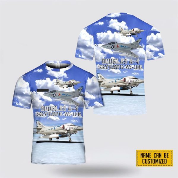 Custom Name US NavyDouglas A-4 Skyhawk VA-106 All Over Print 3D T Shirt – Gifts For Navy Military Personnel