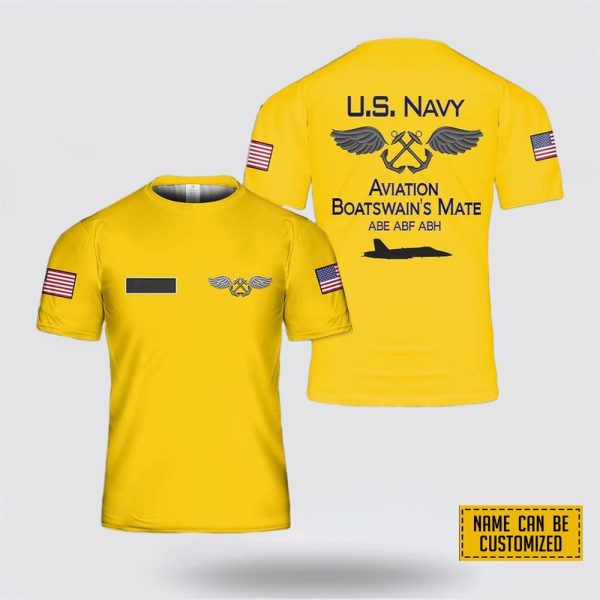 Custom Name US Navy Aviation Boatswain’s Mates All Over Print 3D T Shirt – Gifts For Navy Military Personnel