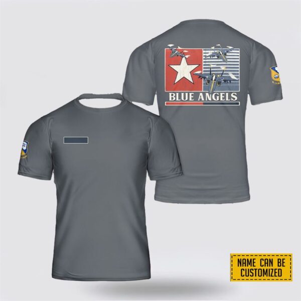 Custom Name US Navy Blue Angels 3D T Shirt – Gifts For Navy Military Personnel