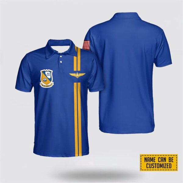Custom Name US Navy Blue Angels AOP Premium Polo Shirt – Gift For Military Personnel
