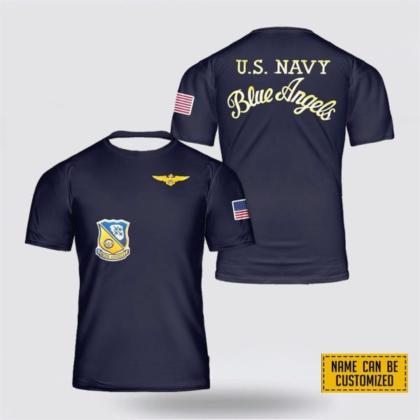 Custom Name US Navy Blue Angels All Over Print 3D T Shirt – Gift For Military Personnel