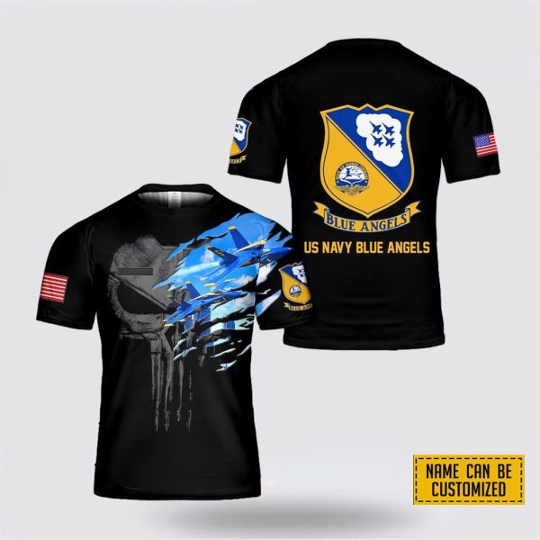 Custom Name US Navy Blue Angels All Over Print 3D T Shirt – Gifts For Soldiers