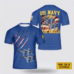 Custom Name US Navy Blue Angels T-Shirt…