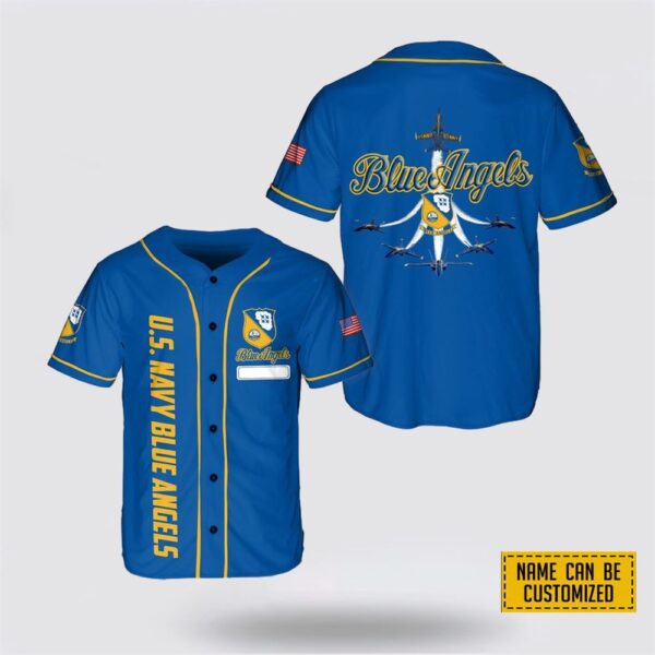Custom Name US Navy Blue Angles AOP Baseball Jersey – Gifts For Military Personnel