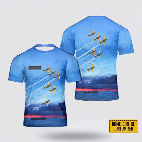 Custom Name US Navy Lima Lima Flight Team Beechcraft T-34 Mentor All Over Print 3D T Shirt – Gifts For Navy Military Personnel
