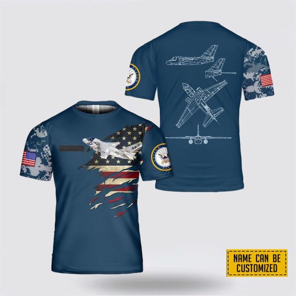 Custom Name US Navy Lockheed S-3 Viking All Over Print 3D T Shirt – Gifts For Navy Military Personnel