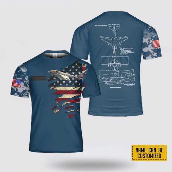 Custom Name US Navy Northrop Grumman EA-6B Prowler All Over Print 3D T Shirt – Gifts For Navy Military Personnel