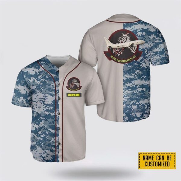 Custom Name US Navy P-8A Poseidon Of Patrol Squadron 46 VP-46 Grey Knights Baseball Jersey – Gifts For Military Personnel