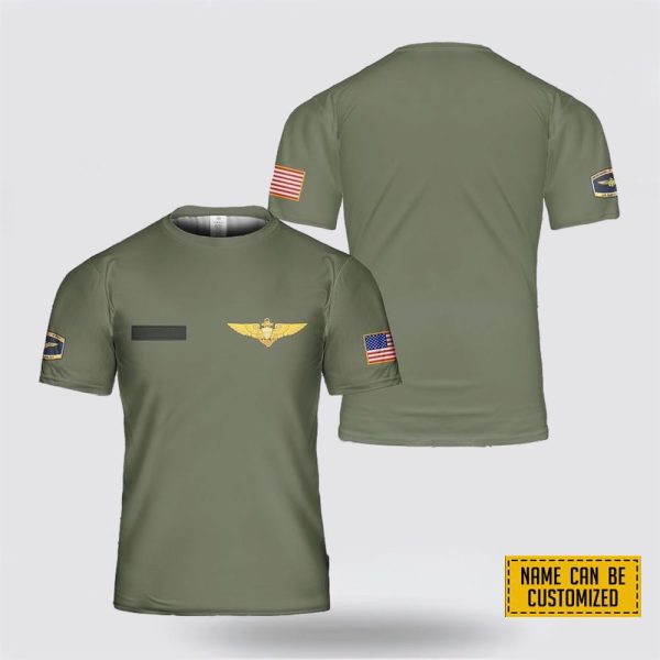 Custom Name US Navy Pilot Wing All Over Print 3D T Shirt – Gifts For Navy Military Personnel