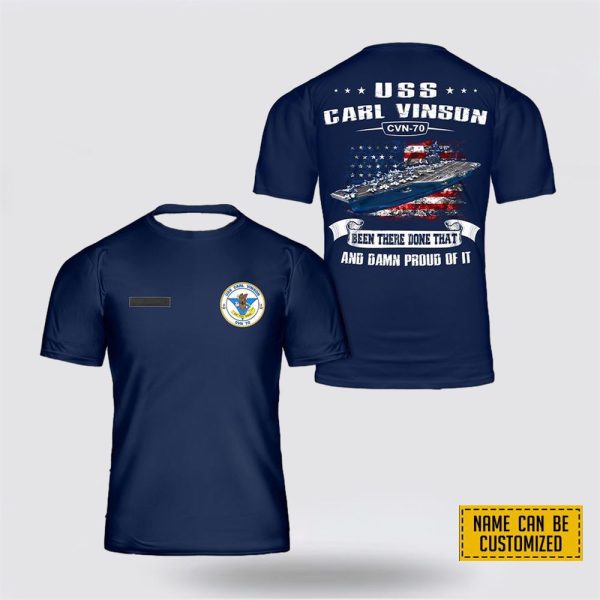 Custom Name US Navy USS Carl Vinson (CVN-70) All Over Print 3D T Shirt – Gifts For Navy Military Personnel
