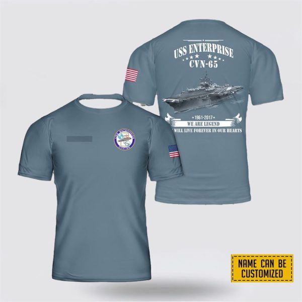 Custom Name US Navy USS Enterprise (CVN-65) All Over Print 3D T Shirt – Gifts For Navy Military Personnel