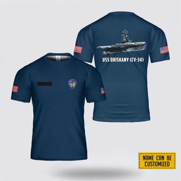 Custom Name US Navy USS Oriskany (CV-34) All Over Print 3D T Shirt – Gifts For Navy Military Personnel