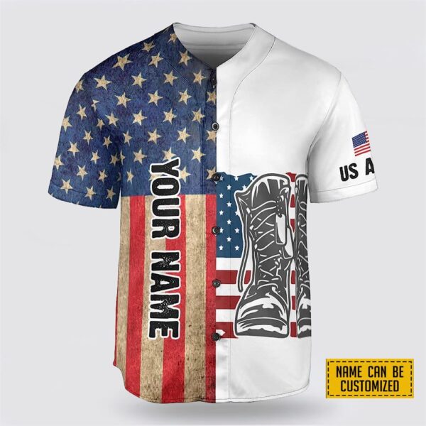 Custom Name United State Army American Flag  Baseball Jersey – Gift For Military Personnel