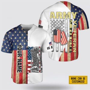 Custom Name United State Army American Flag  Baseball Jersey - Gift For Military Personnel