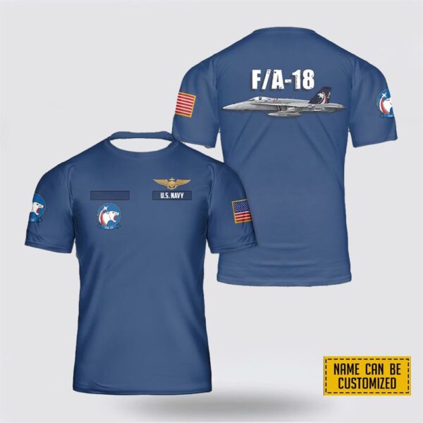 Custom Name VFA-131 Wild Cats U.S Navy FA-18E T-Shirt 3D – Gifts For Navy Soldiers