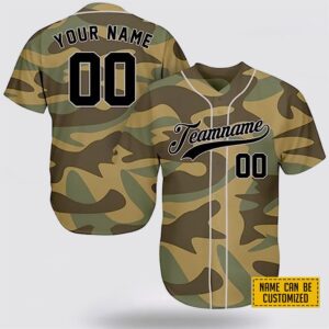 Custom Name Yellow And Green Camouflage Army…