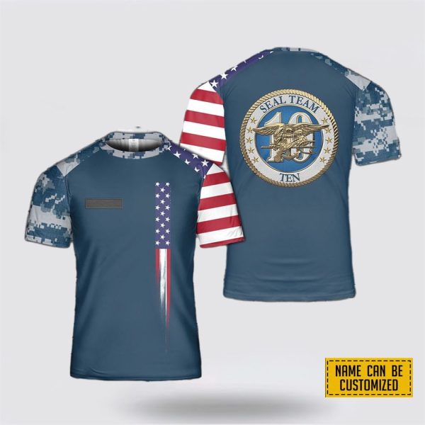 Custom US Navy SEAL Team 10 All Over Print 3D T Shirt – Gifts For Navy Military Personnel
