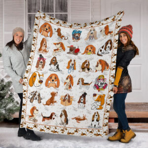Cute Basset Hound Fleece Throw Blanket - Pendleton Sherpa Fleece Blanket - Gifts For Dog Lover