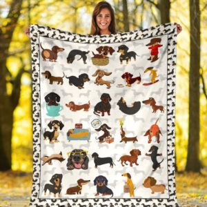 Cute Dachshund Fleece Throw Blanket - Pendleton Sherpa Fleece Blanket - Gifts For Dog Lover