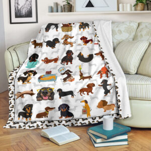 Cute Dachshund Fleece Throw Blanket - Pendleton Sherpa Fleece Blanket - Gifts For Dog Lover