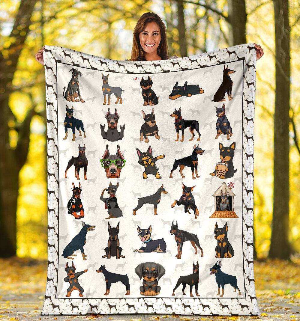 Cute Doberman Pinscher Fleece Throw Blanket – Pendleton Sherpa Fleece Blanket – Gifts For Dog Lover