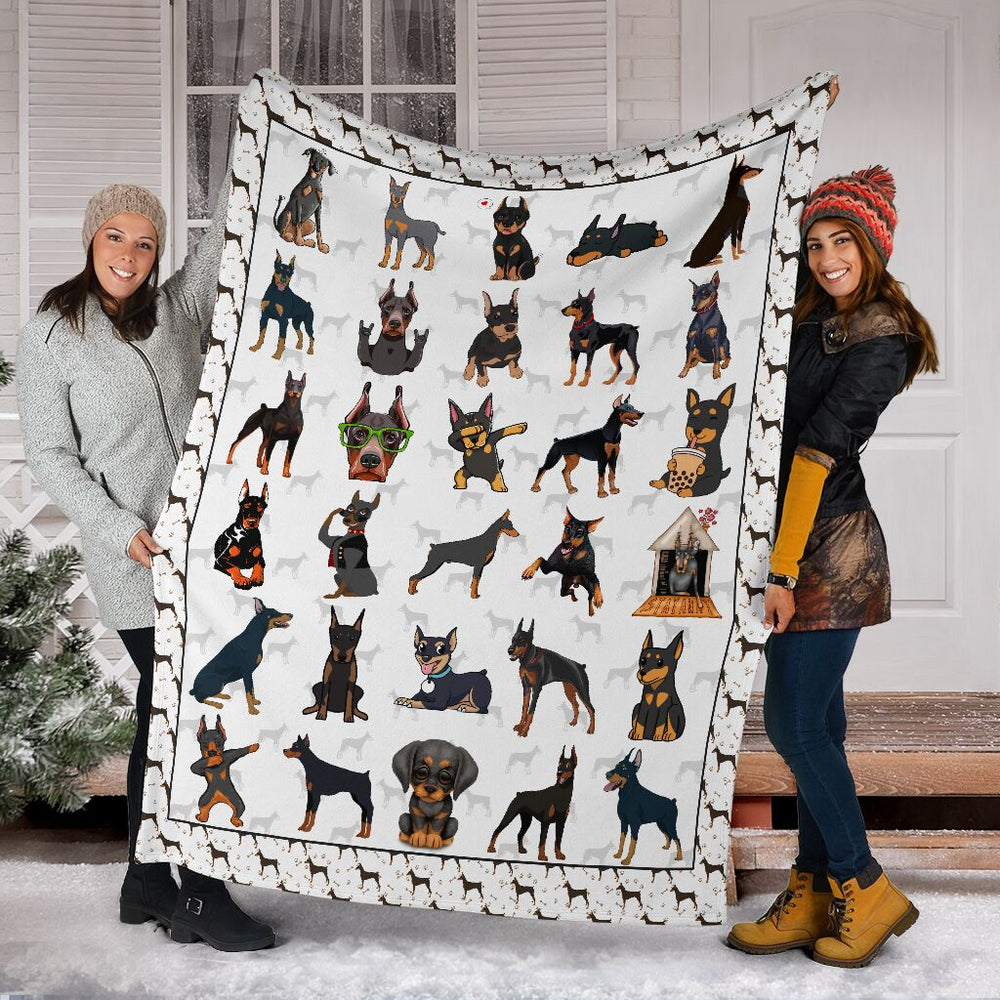 Cute Doberman Pinscher Fleece Throw Blanket – Pendleton Sherpa Fleece Blanket – Gifts For Dog Lover