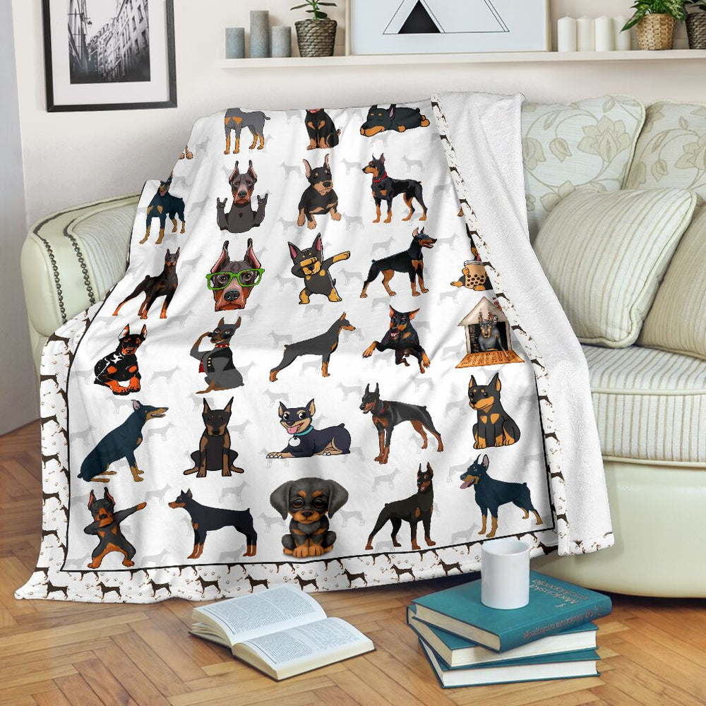 Cute Doberman Pinscher Fleece Throw Blanket – Pendleton Sherpa Fleece Blanket – Gifts For Dog Lover
