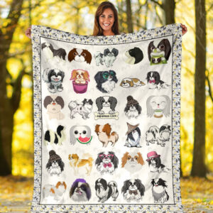 Cute Japanese Chin Fleece Throw Blanket - Pendleton Sherpa Fleece Blanket - Gifts For Dog Lover