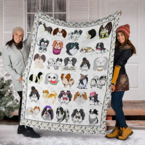 Cute Japanese Chin Fleece Throw Blanket - Pendleton Sherpa Fleece Blanket - Gifts For Dog Lover