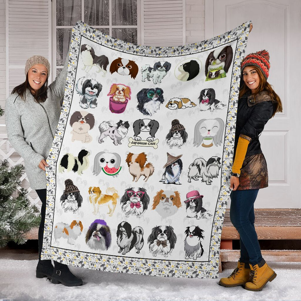 Cute Japanese Chin Fleece Throw Blanket – Pendleton Sherpa Fleece Blanket – Gifts For Dog Lover