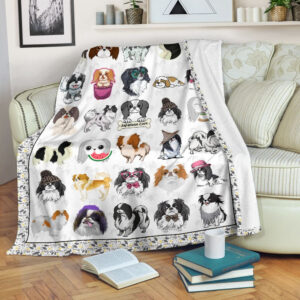 Cute Japanese Chin Fleece Throw Blanket –…